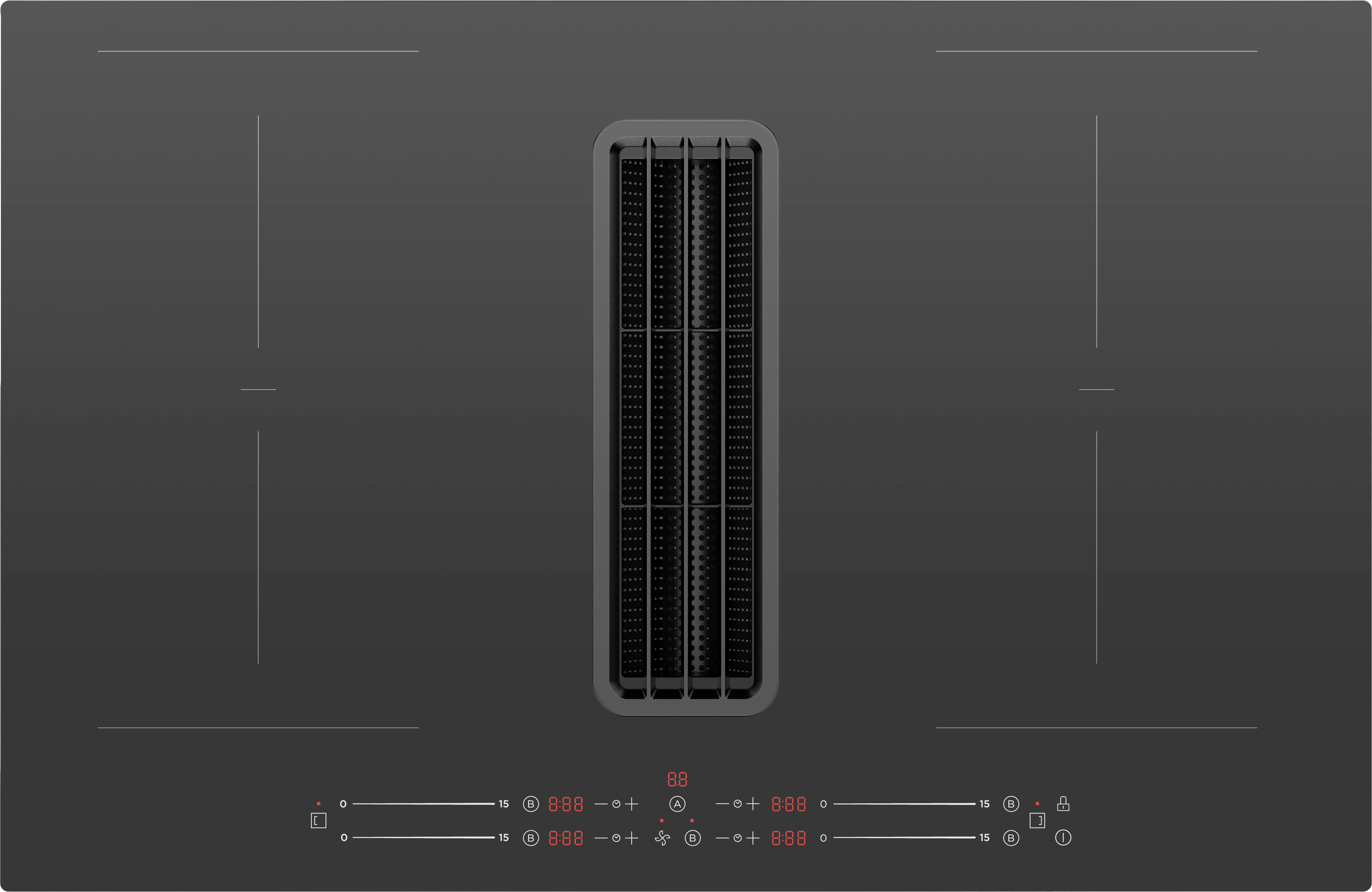Kochfeld-Dunstabzug-Kombi Schwarz, B: 80 cm - Schwarz, Basics, Glas/Kunststoff (80/23,7/52cm) - CEEM