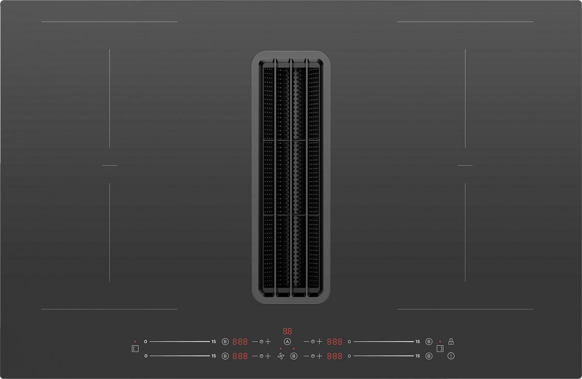 Kochfeld-Dunstabzug-Kombi Schwarz, B: 80 cm - Schwarz, Basics, Glas/Kunststoff (80/23,7/52cm) - CEEM