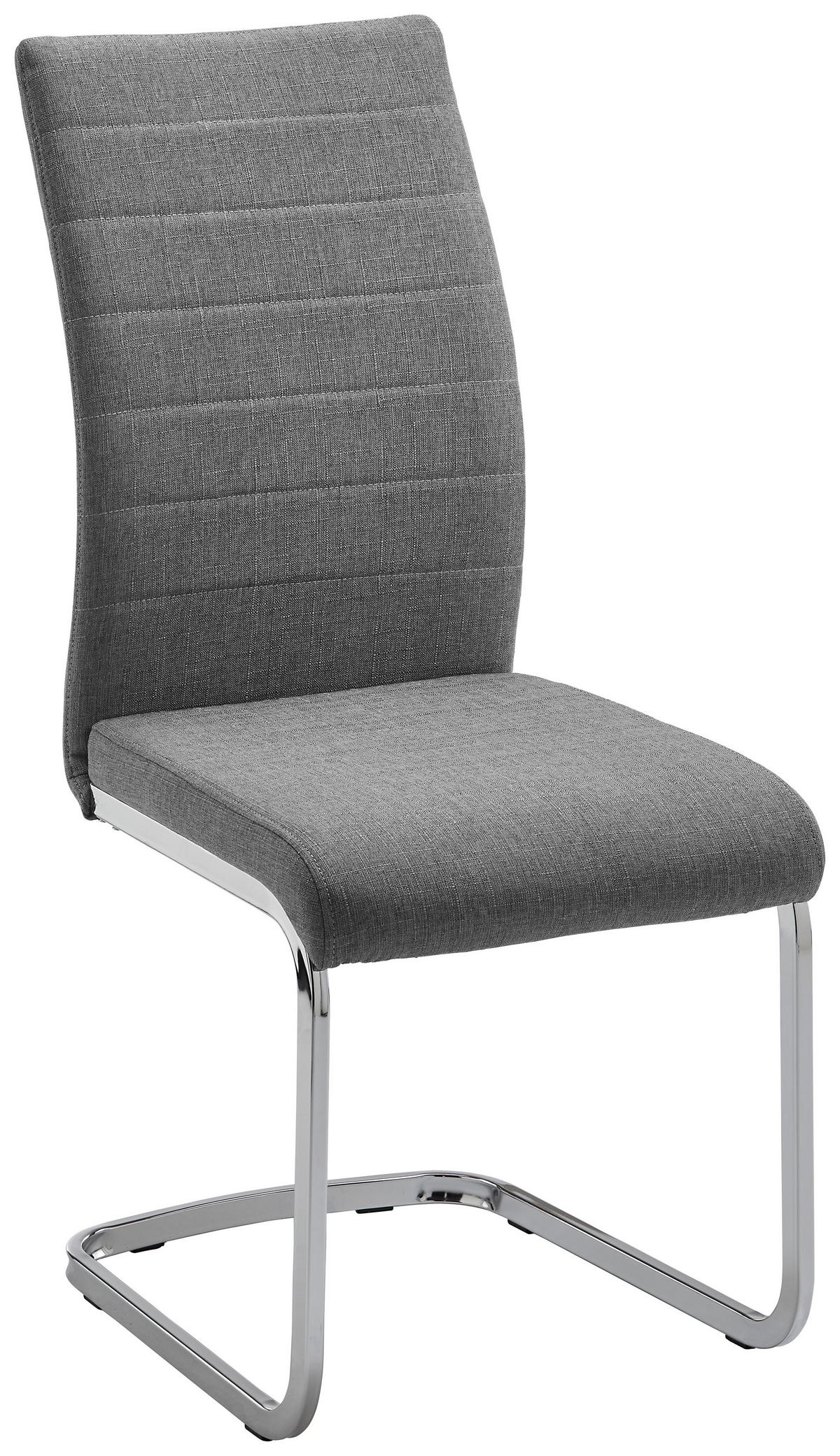 Jídelní židle LENNARD světle šedá - světle šedá/barvy chromu, Moderní, kov/dřevo (42,5/99/45cm) - Bessagi Home