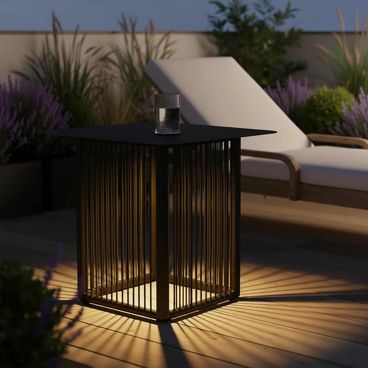 ZÁHRADNÝ PRÍRUČNÝ STOLÍK TRACY - čierna, Modern, kov/plast (55/47/55cm) - Bessagi Garden