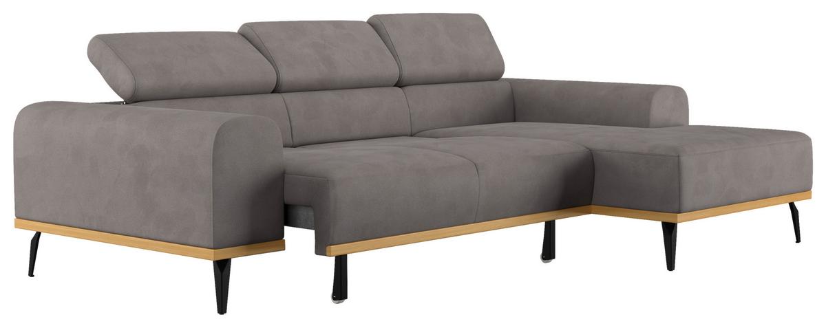 Ecksofa Grau Mit Sitzvorzug S: 244x157 Cm - Schwarz/Grau, KONVENTIONELL, Textil (244/157cm) - Cotta