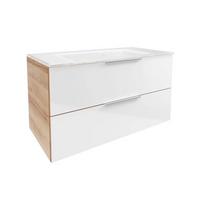 Waschtsichkombi B.Brilliant Weiß/Eichefarben B: 100cm - Eichefarben/Weiß, Basics, Glas/Holzwerkstoff (100/55,7/50,1cm) - MID.YOU