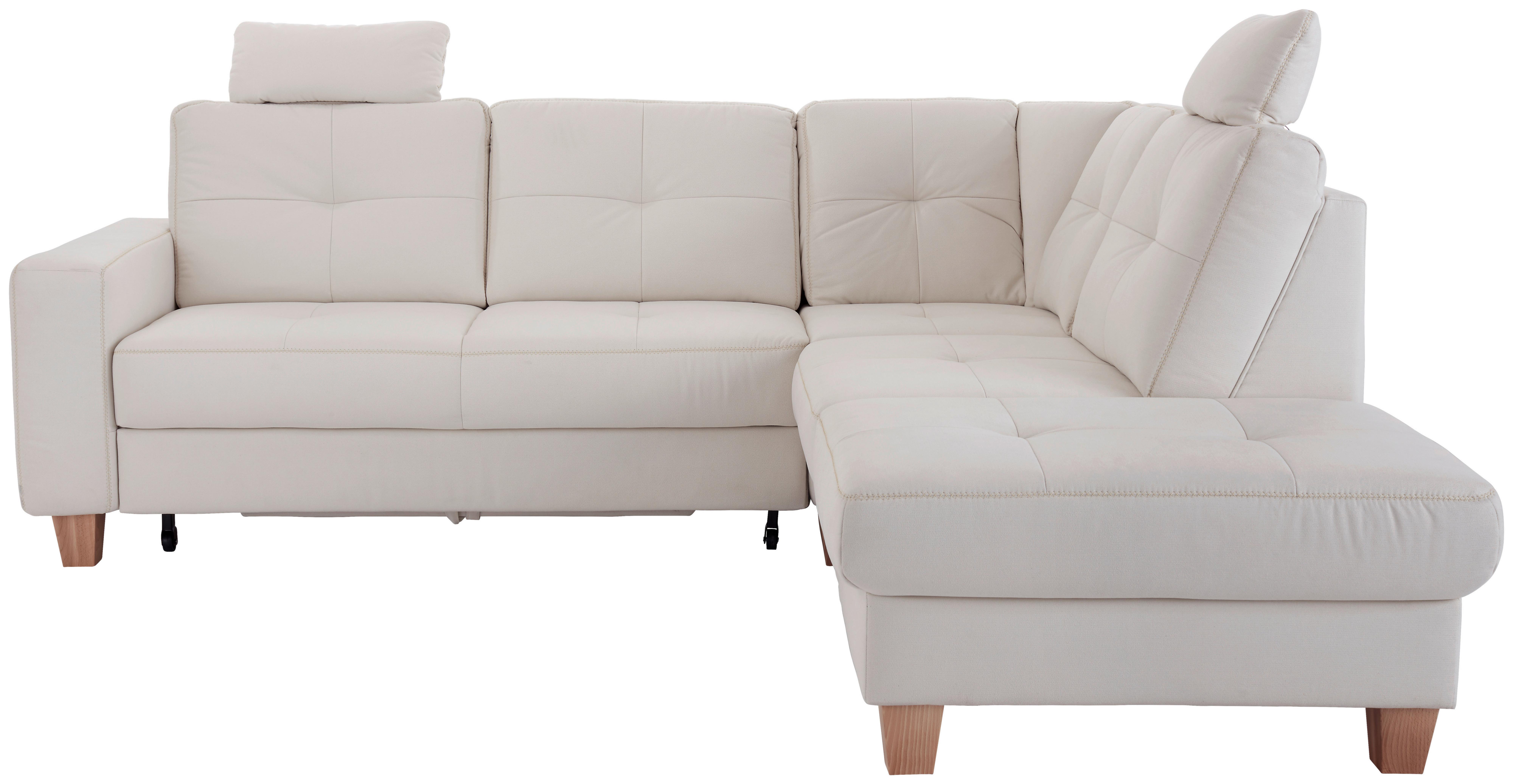 Ecksofa Varese mit Bettkasten Naturfarben 239x164 cm - Beige/Schwarz, KONVENTIONELL, Textil (239/164cm) - James Wood
