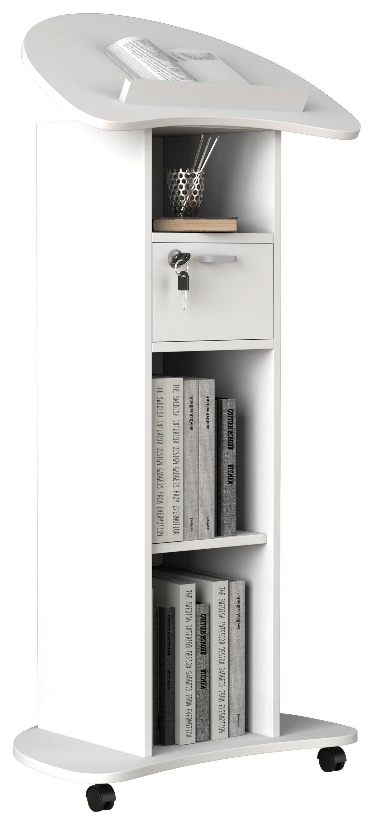 Stehpult Redola M B: 56 Cm Weiß - Weiß, MODERN, Holzwerkstoff (56/110/37cm) - MID.YOU