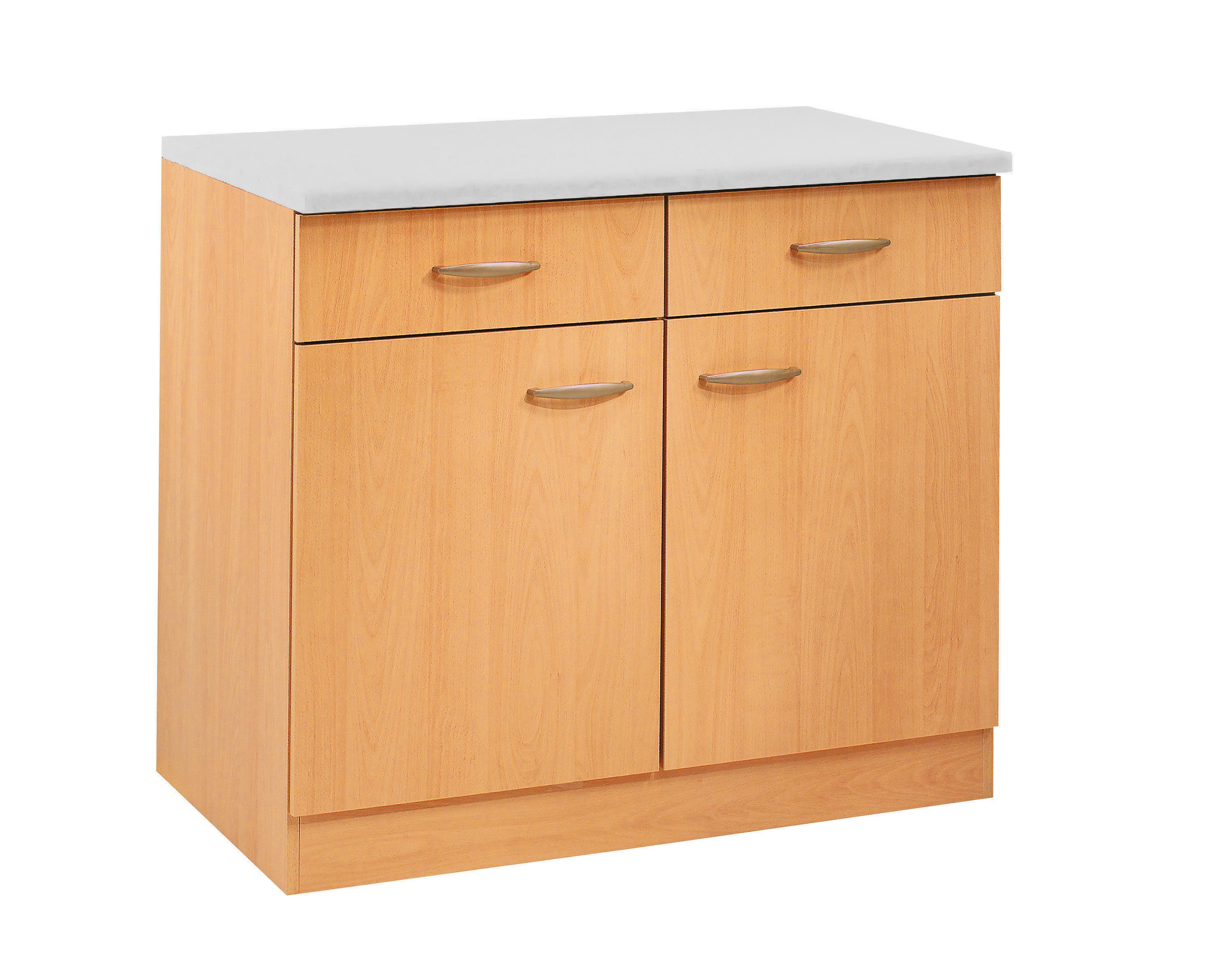 Kuchyňská Spodní Skříňka Nano Us 100 - šedá/barvy buku, Moderní, kompozitní dřevo/plast (100/85/57cm) - MID.YOU
