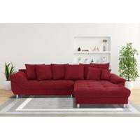 Rohová sedačka ERICE, ľavá, červená - chrómová/červená, Design, textil/plast (198/312cm)