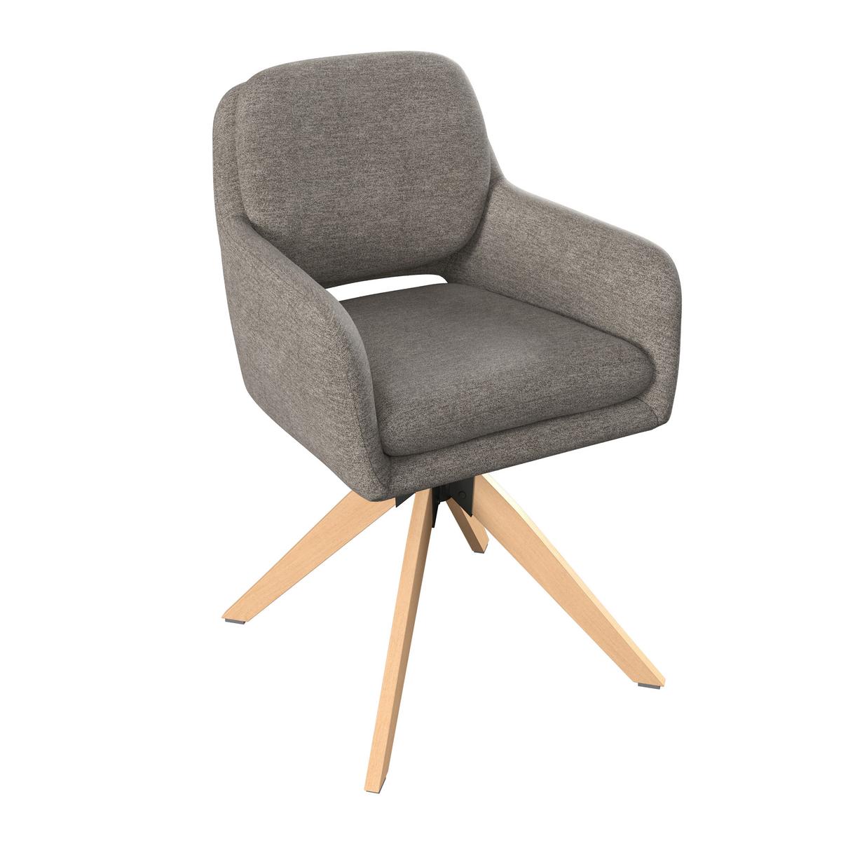 Židle s područkami Adrien, hnědá - přírodní barvy/hnědá, Moderní, kov/dřevo (64/59/92cm) - Bessagi Home