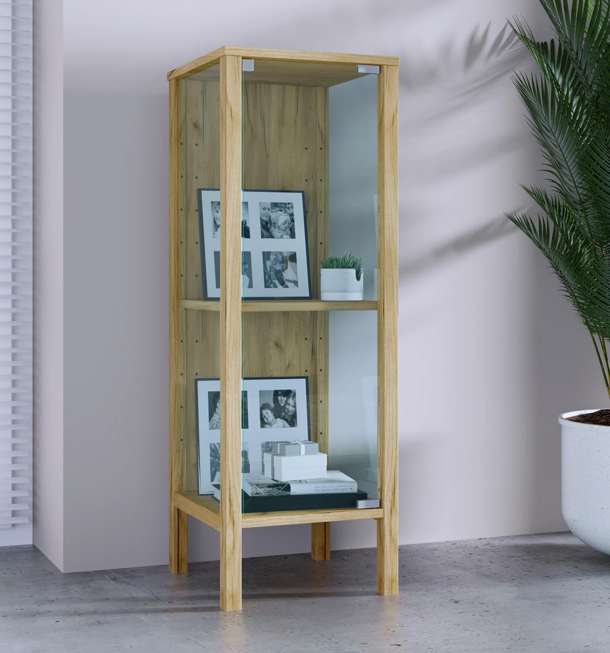 Vitrine Jensol Honigeiche B: 33 cm - Honigeiche/Klar, Design, Glas/Holzwerkstoff (33/98/35cm) - Livetastic