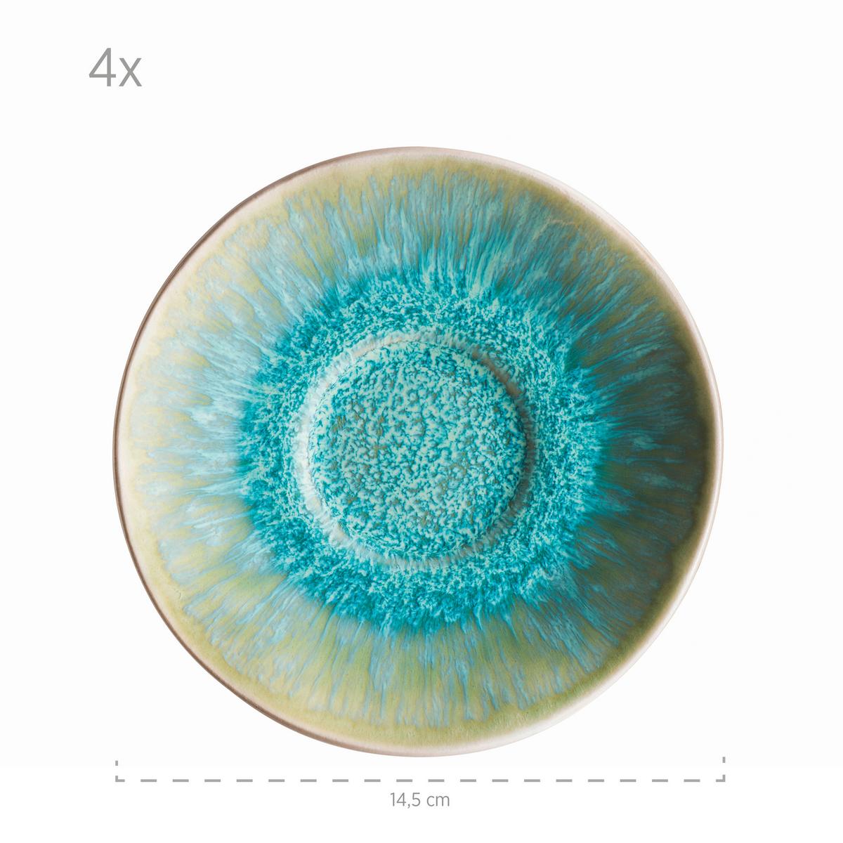 Kaffeeservice Frozen Steinzeug 4 Personen Geschirr Set - Grün, Basics, Keramik (13,5/6,5/10cm) - Mäser