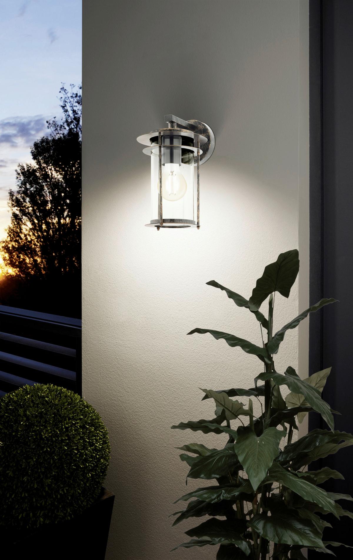 Außenleuchte Valdeo 60 Watt Metall/Glas, Wandmontage - Klar/Transparent, Basics, Glas/Metall (16,5/27,5/20cm) - Eglo