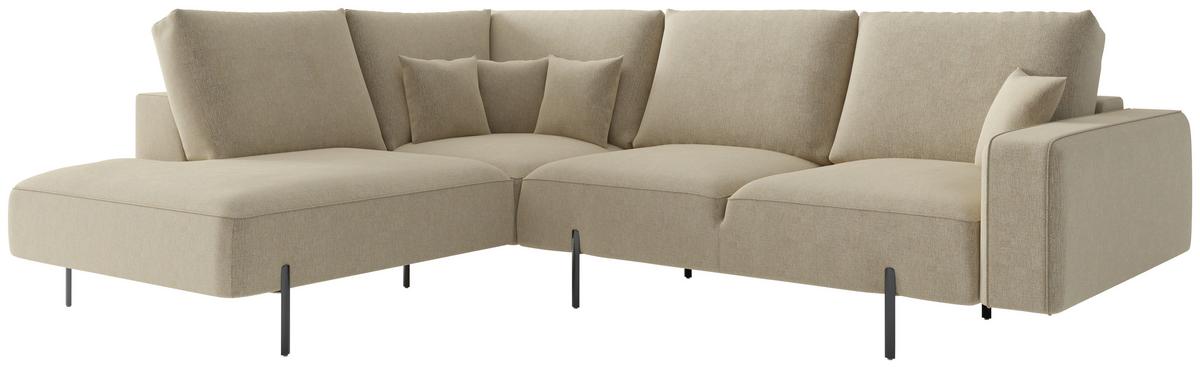 Ecksofa Celaya Cappuccino S: 223x280 cm - Schwarz/Cappuccino, Design, Textil (223/280cm) - Livetastic
