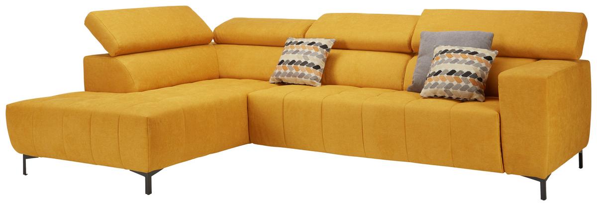 Rohová sedačka TARRAGONA, levá, žlutá, bez výsuvu - černá/žlutá, Moderní, textil (201/295cm) - Premium Living