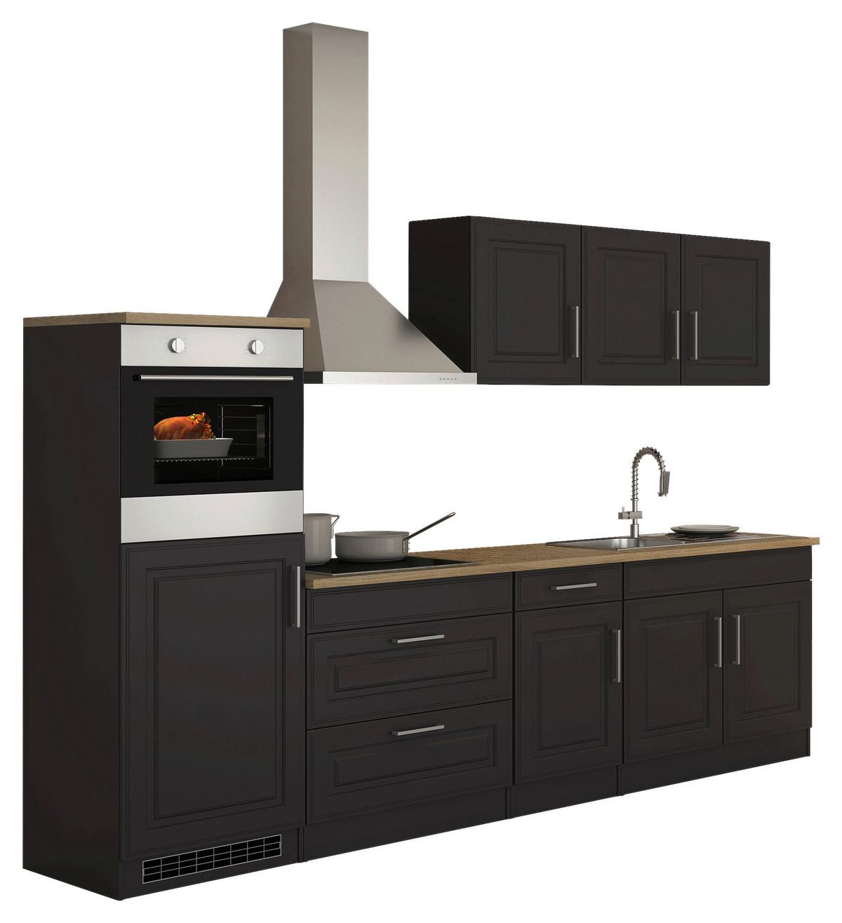 Küchenblock Rom Graphitfarben B: 290 cm - Graphitfarben/Sonoma Eiche, MODERN, Holzwerkstoff (290cm) - Held