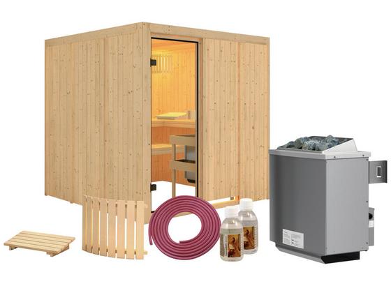 Sauna Cannes mit Interner Steuerung Am Ofen - Naturfarben, MODERN, Holz (196/198/196cm) - Karibu Sauna Cannes mit Interner Steuerung Am Ofen - Naturfarben, MODERN, Holz (196/198/196cm) - Karibu