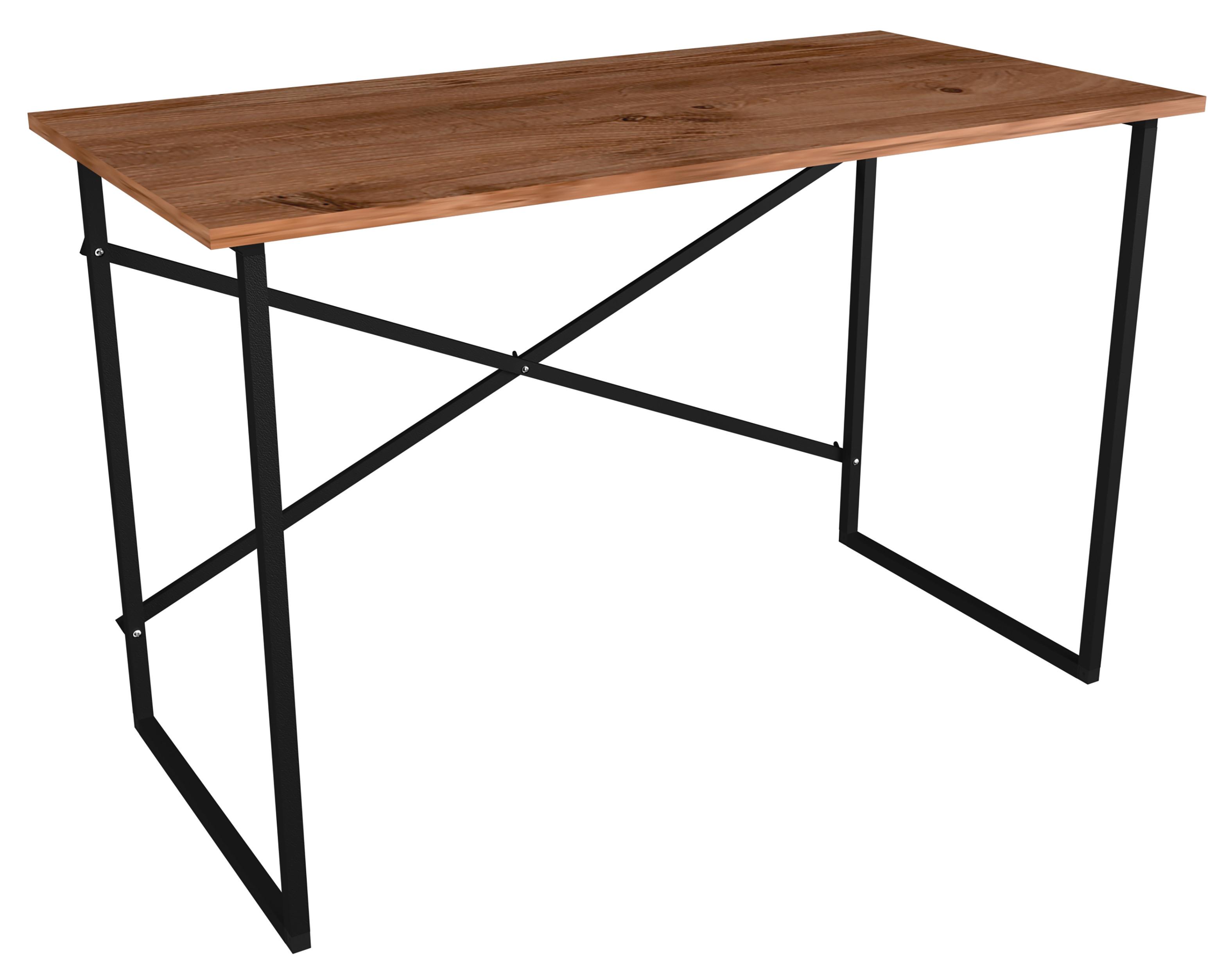 Schreibtisch Insasi Honig Dekor B: 90 cm - Honigeiche/Schwarz, Design, Holzwerkstoff/Metall (90/75/50cm) - MID.YOU