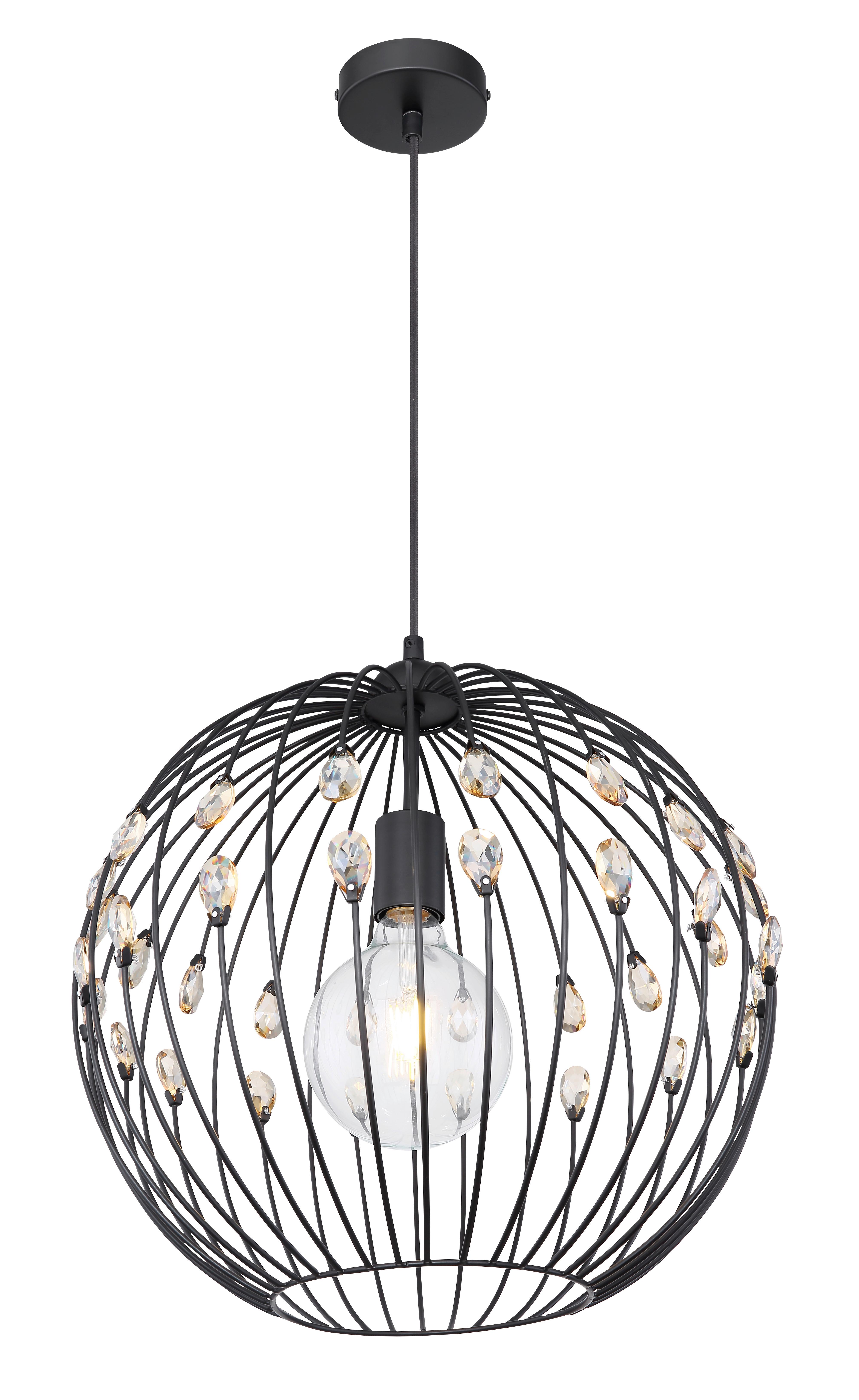 Hängeleuchte H: 120 Cm 1-Flammig, Mit Kristallglas