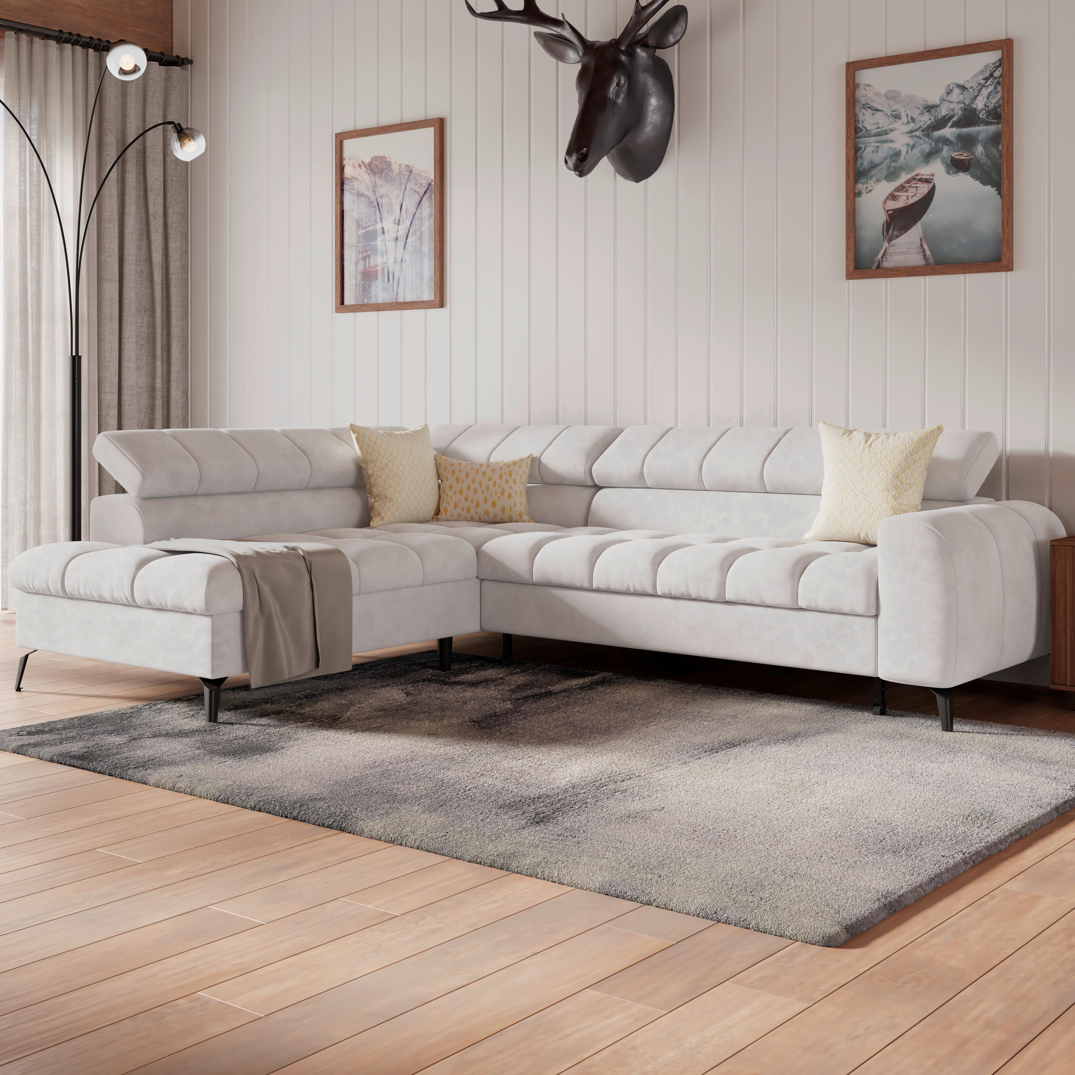 Ecksofa Volf Links New Weiß, S: 203x261 cm - Schwarz/Weiß, Trend, Kunststoff/Textil (203/261cm)