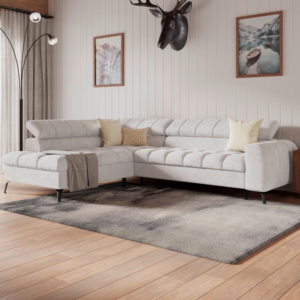 Ecksofa Volf Links New Weiß, S: 203x261 cm - Schwarz/Weiß, Trend, Kunststoff/Textil (203/261cm)