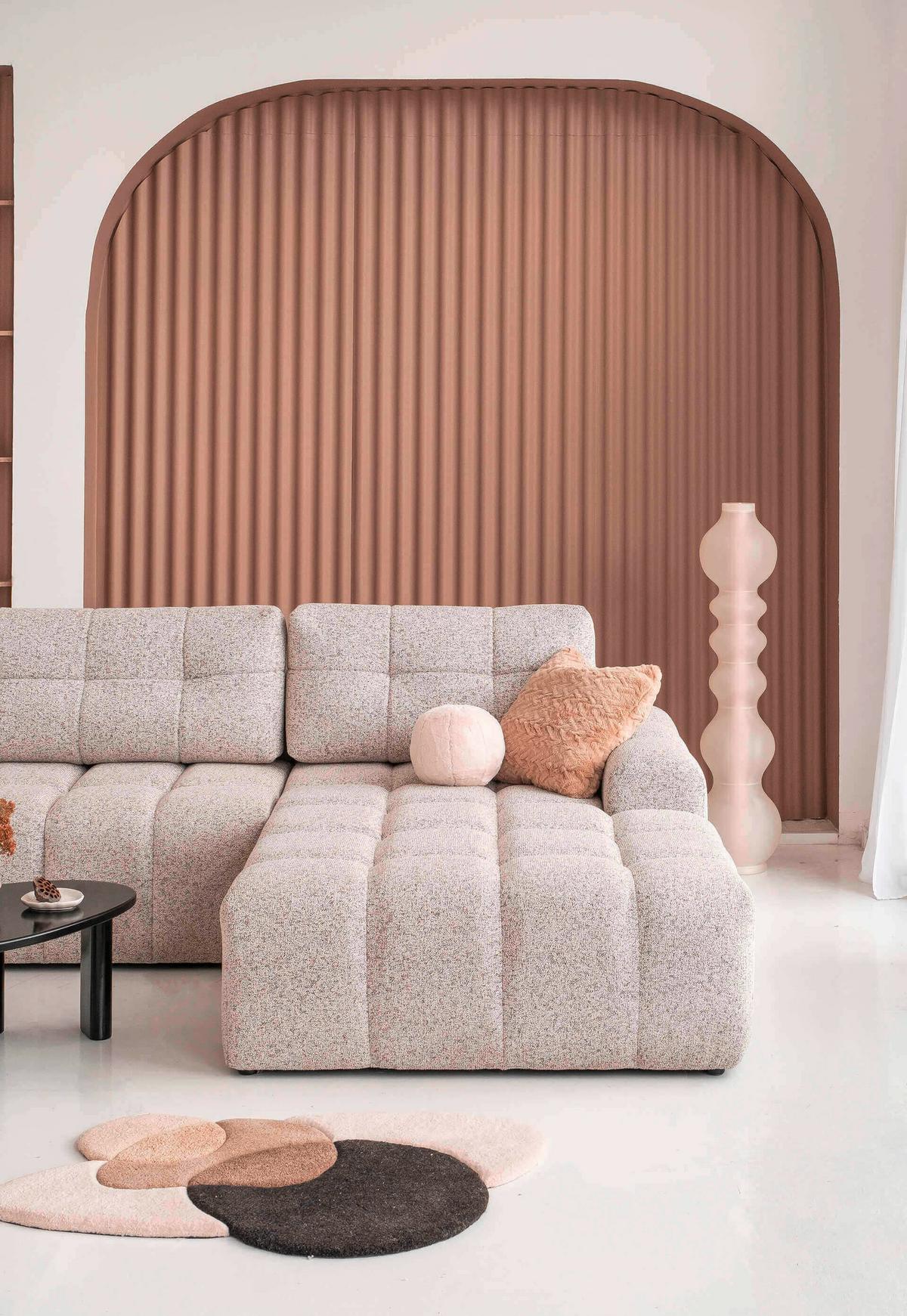 Ecksofa Lulu Taupe S: 268x184cm - Taupe/Schwarz, Design, Textil (268/184cm) - MID.YOU