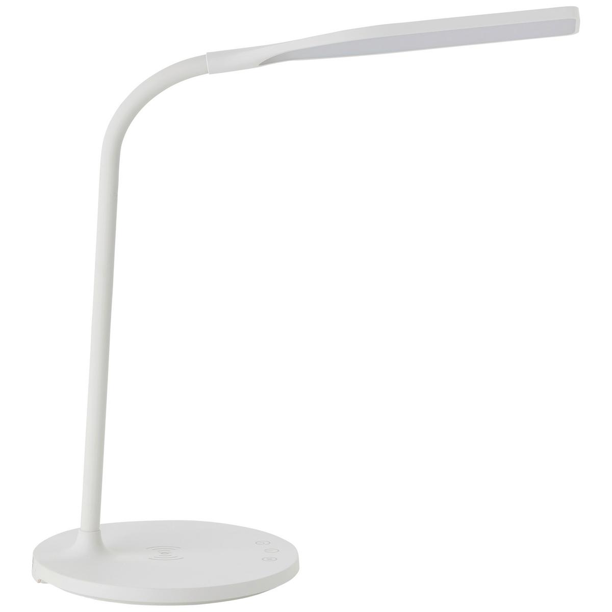 LED-Schreibtischlampe Joni dimmbar Weiß Handyladefunktion - Weiß, Basics, Kunststoff (17/34/33cm) - Brilliant