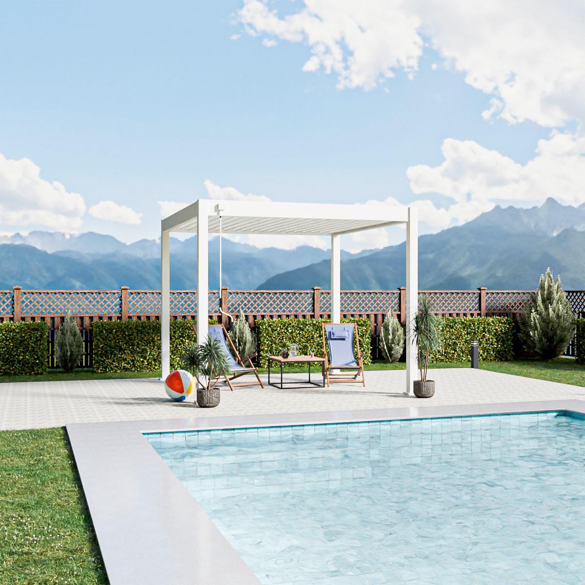 Pergola 300x300 Cm Wetterbeständig, Weiß - Weiß Hochglanz, Basics, Metall (300/255/300cm)