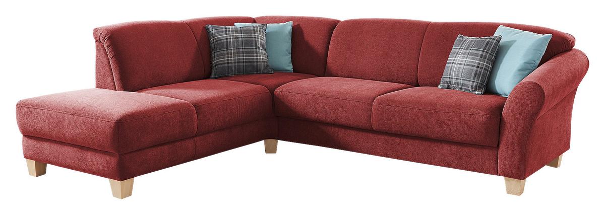 Ecksofa Gotland rot, 212x257 cm - Rot/Naturfarben, KONVENTIONELL, Textil (212/257cm) - Sit & More