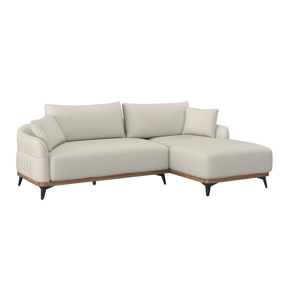 Sedací souprava MELIA, oboustranná, krémová - černá/krémová, Moderní, kov/dřevo (254/69/166cm) - Bessagi Home