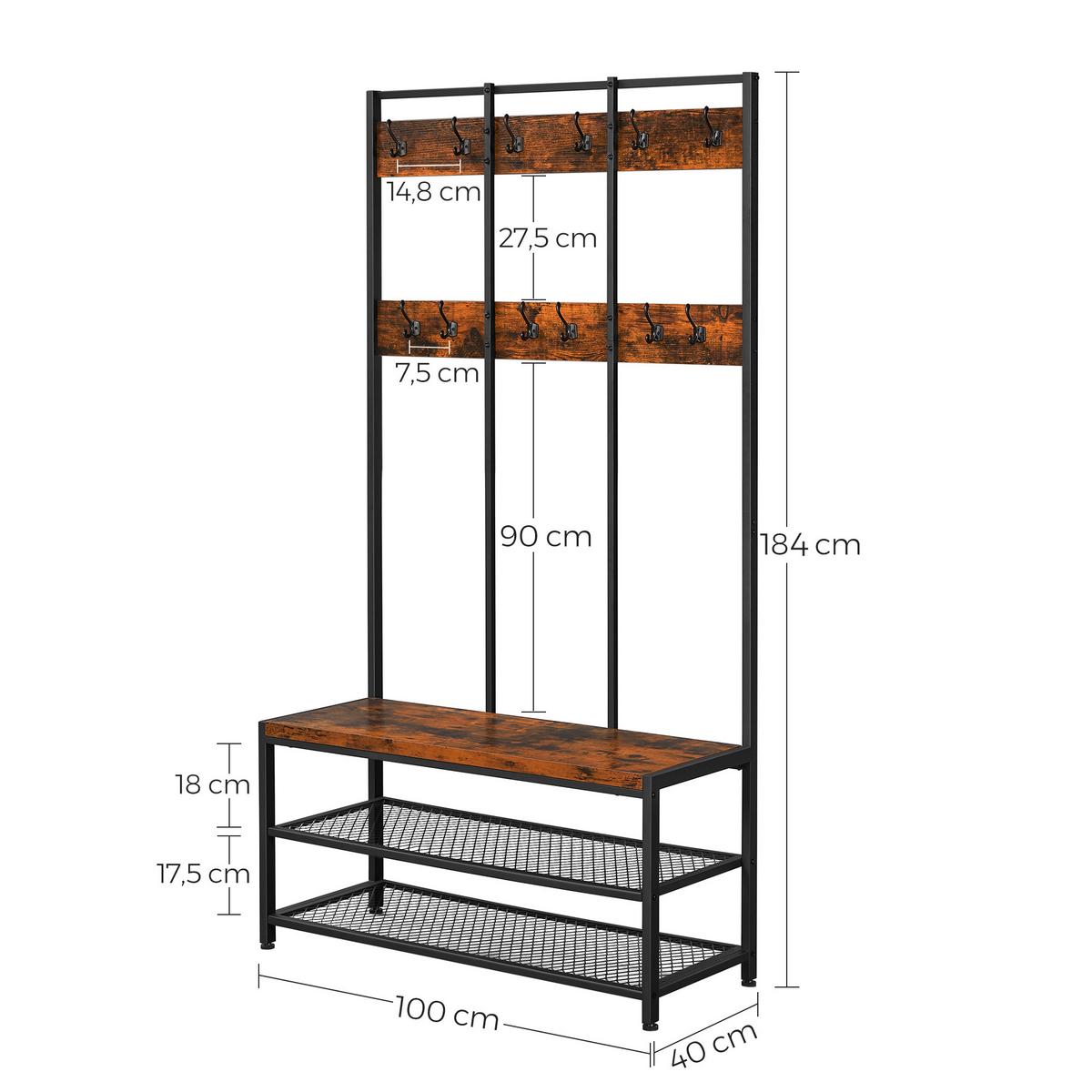 ŠATNA VINTAGE - černá/hnědá, Trend, kov/kompozitní dřevo (100/184/40cm) - Boxxx