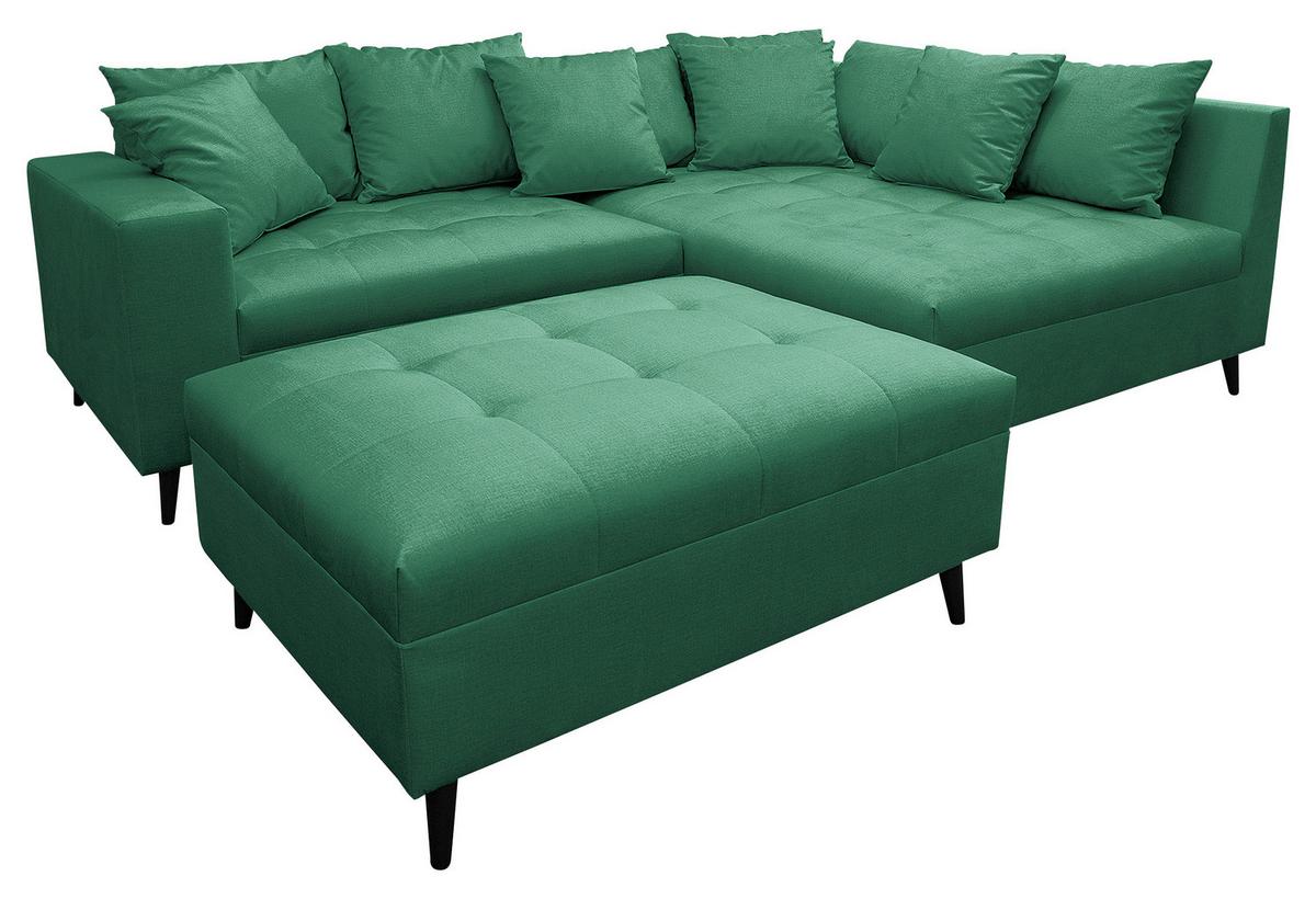 Ecksofa Pruno, Grün S: 247x174 Cm - Schwarz/Grün, Design, Textil (247/174cm) - MID.YOU