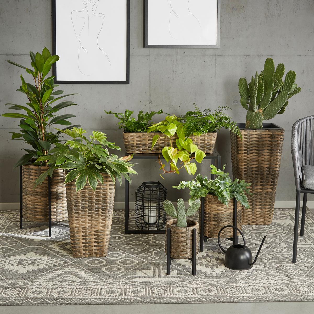 Übertopf Salli - Braun, MODERN, Kunststoff/Metall (17/26cm) - Luca Bessoni