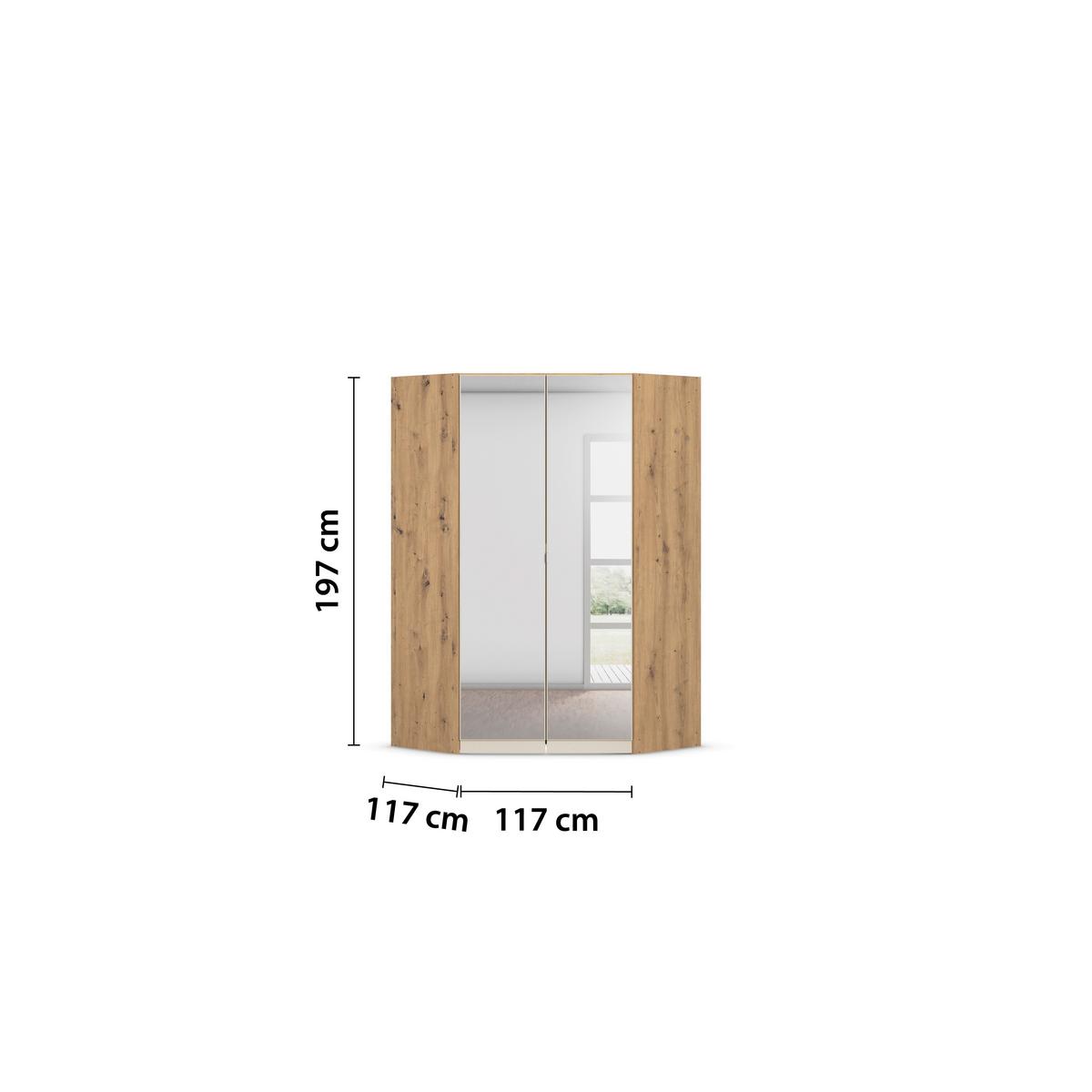 Eckkleiderschrank Celle Matt Champagner B: 117 cm - Eiche Artisan, Trend, Holzwerkstoff (117/197/117cm)