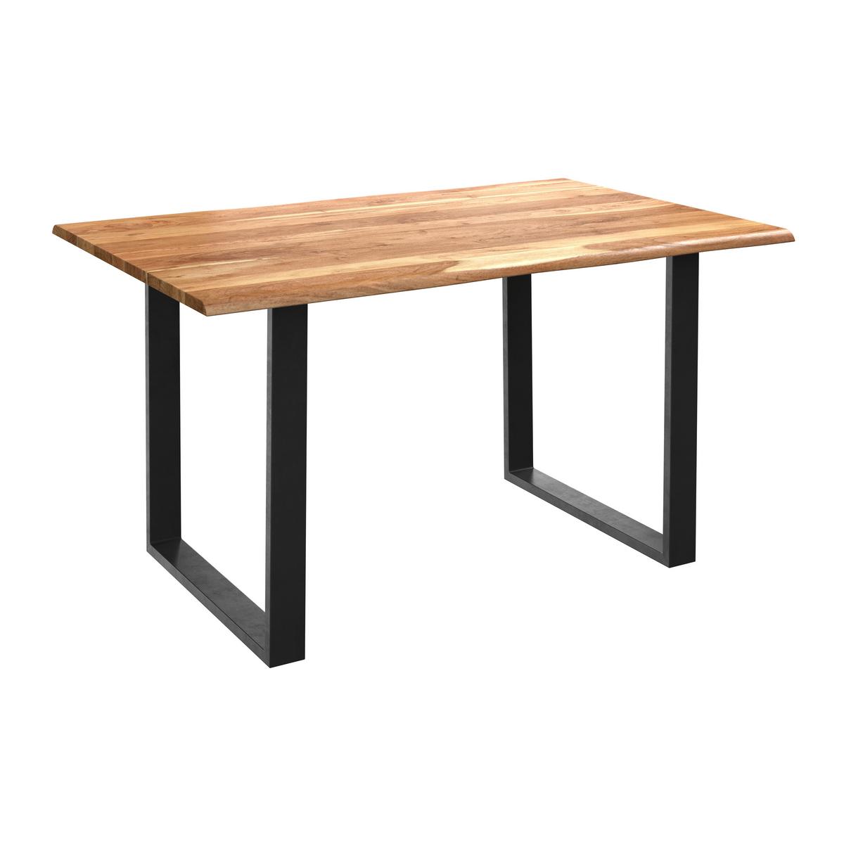 Esstisch Echtholz Mundra 140x76 cm Schwarz/Akazienfarbe - Schwarz/Akaziefarben, KONVENTIONELL, Holz/Metall (140/76/90cm)