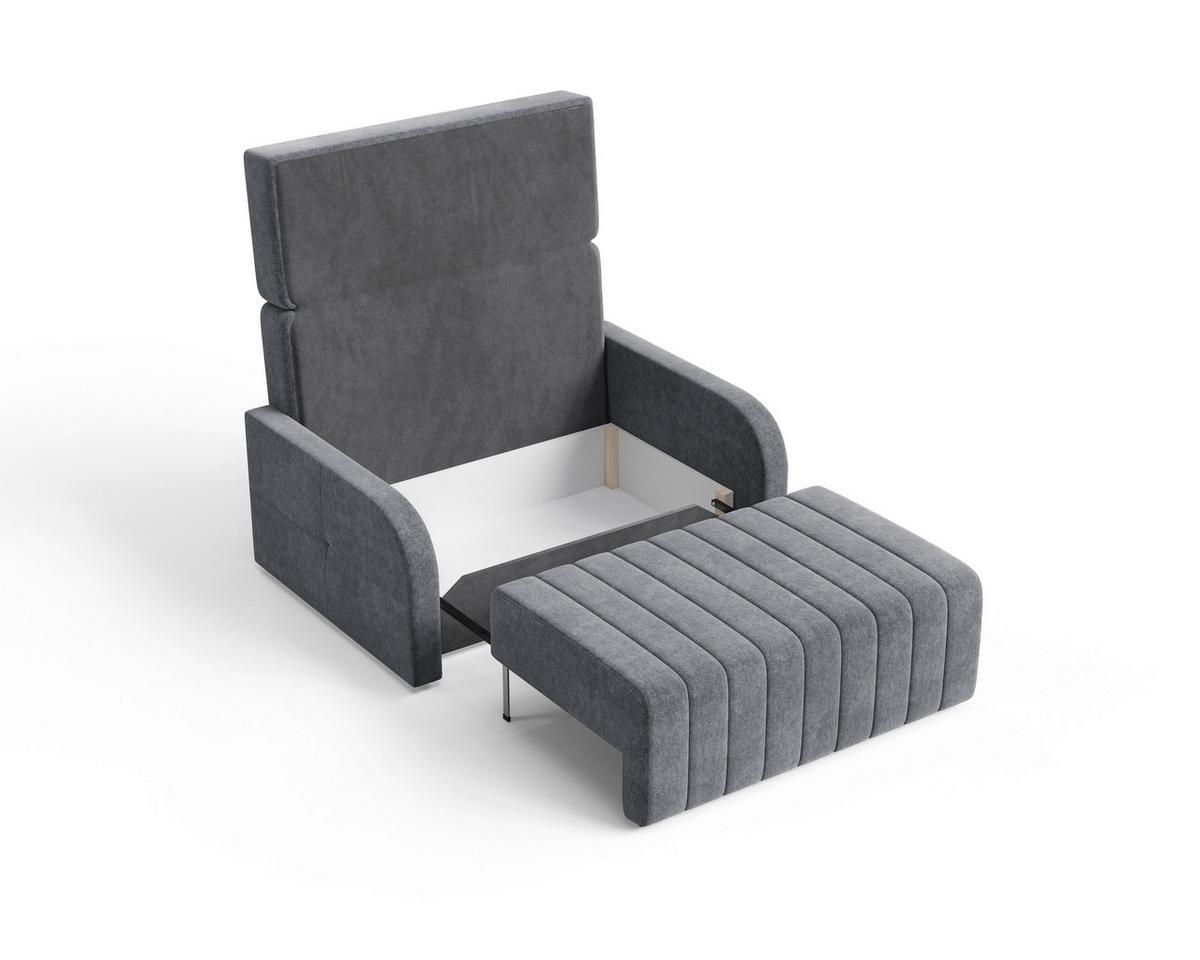Schlafsofa Alaska Anthrazit, B: 141 cm - Anthrazit/Schwarz, Design, Textil (141/90/104cm) - MID.YOU