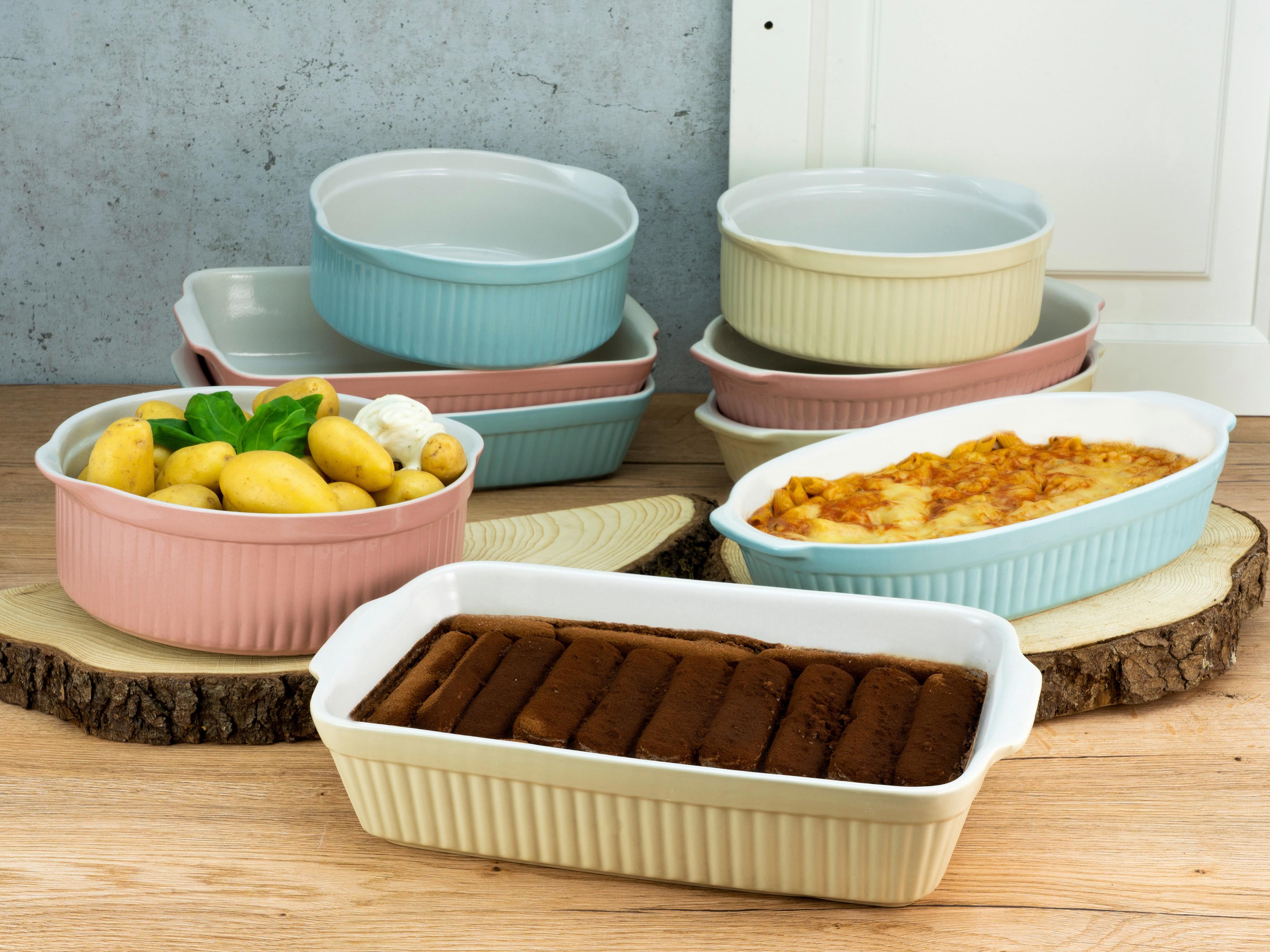 Auflaufform Keramik Classic L/B/H: ca. 33,5/19/5 cm - Blau, KONVENTIONELL, Keramik (33,5/19/5cm) - Creatable