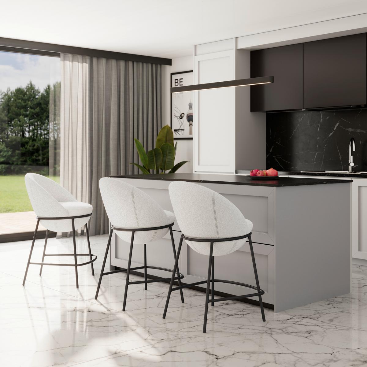 BAROVÁ ŽIDLE ZOA - černá/krémová, Moderní, kov/dřevo (50/110/58cm) - Bessagi Home