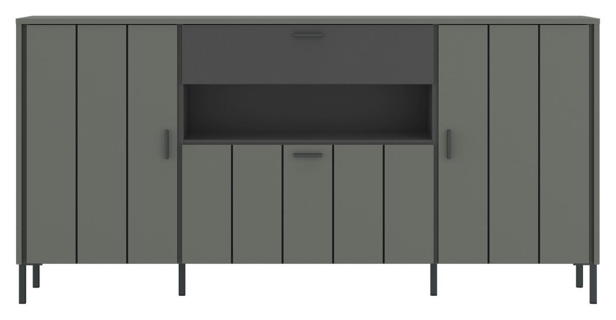 Tálalószekrény Shirley - fekete/szürke, Design, faalapú anyag (173,2/84,8/40cm)