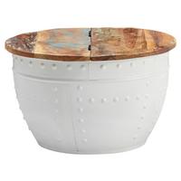 Couchtisch Rund Mit Holzplatte Wohnling, Mango/weiß - Weiß/Braun, MODERN, Holz/Metall (60/60/36cm) - MID.YOU