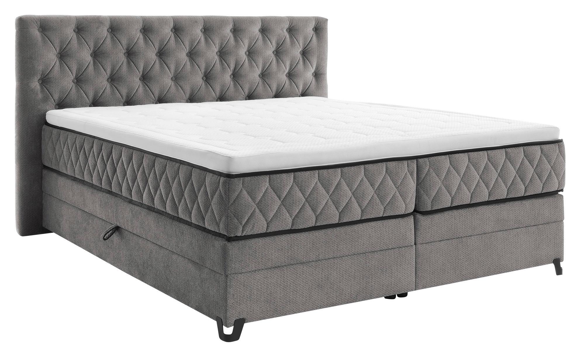 Boxspringbett Carmen A Grau 180x200 Cm - Türkis/Grau, KONVENTIONELL, Holz/Holzwerkstoff (180/200cm) - James Wood