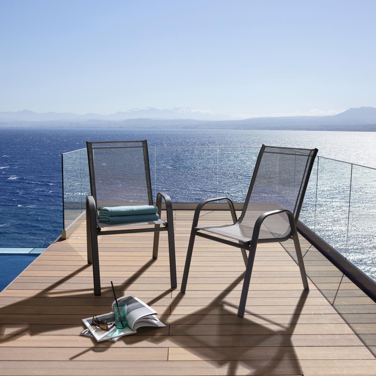 Gartensessel Stapelbar Alexis Stahl/textilene - Anthrazit, MODERN, Textil/Metall (54/92/73cm) - Ondega