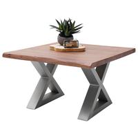 Couchtisch Holz mit Massiver Tischplatte Cartagena, Akazie - Edelstahlfarben/Walnussfarben, MODERN, Holz/Metall (75/45/75cm)