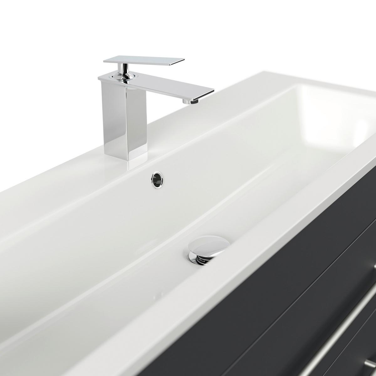 Badezimmer Portus Graphitfarben B: 100 Cm - Graphitfarben/Weiß, MODERN, Keramik/Holzwerkstoff (100cm) - MID.YOU