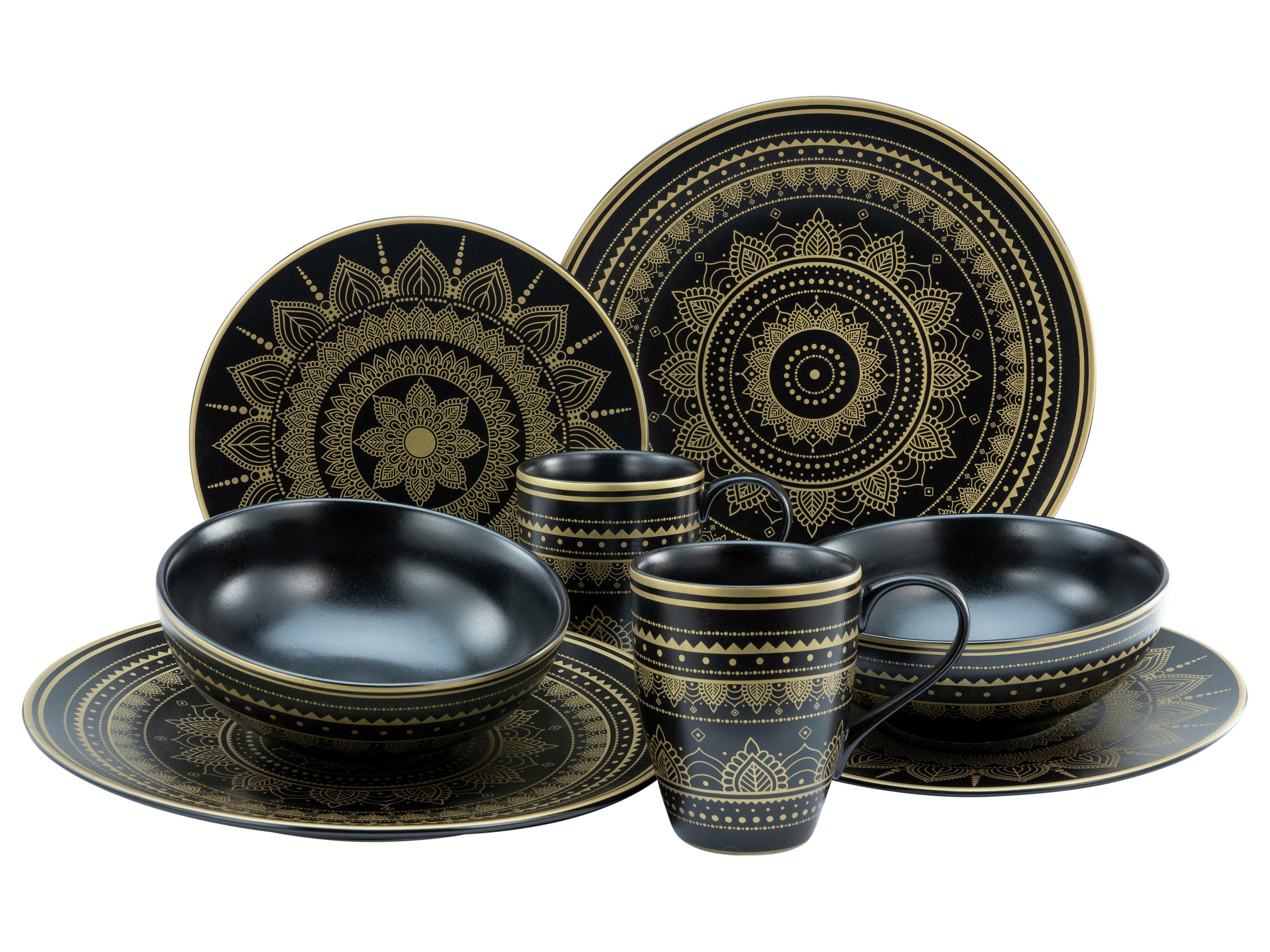 Kombinovaná Souprava 8-Dílná, Černá/zlatá - černá/barvy zlata, keramika (30/30/28,5cm) - Creatable