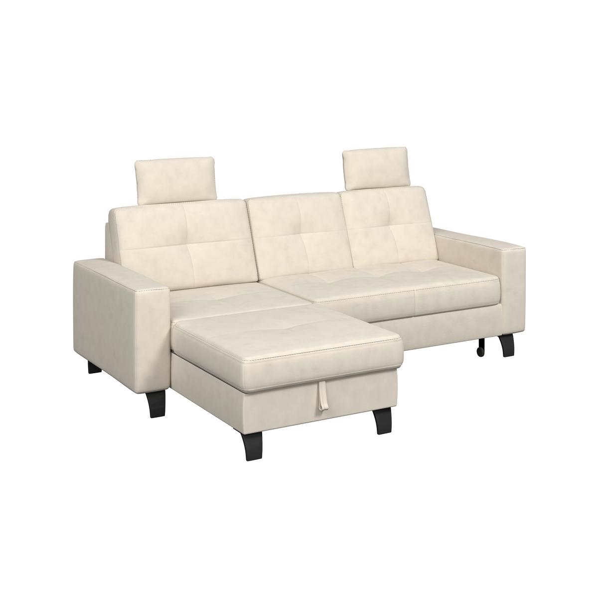 Ecksofa Varese mit Bettkasten Naturfarben 164x239 cm - Beige/Schwarz, KONVENTIONELL, Textil (164/239cm) - James Wood