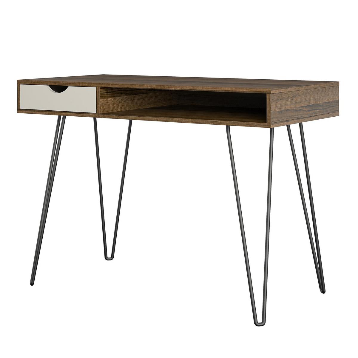 Schreibtisch Concord Grau, Eichefarben 104 cm - Eichefarben/Eiche grau, Design, Holzwerkstoff/Metall (104/77/49cm) - MID.YOU