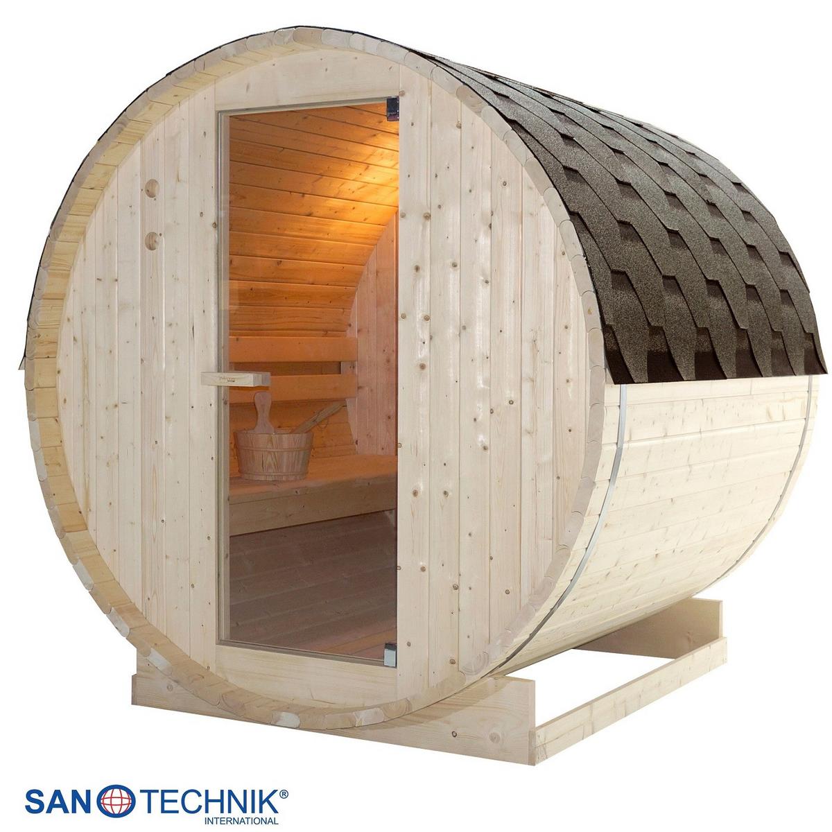 SAUNAFASS Tromsö Fichtefarben B: 180 cm - Fichtefarben, KONVENTIONELL, Glas/Holz (189/180/191,5cm) - Sanotechnik