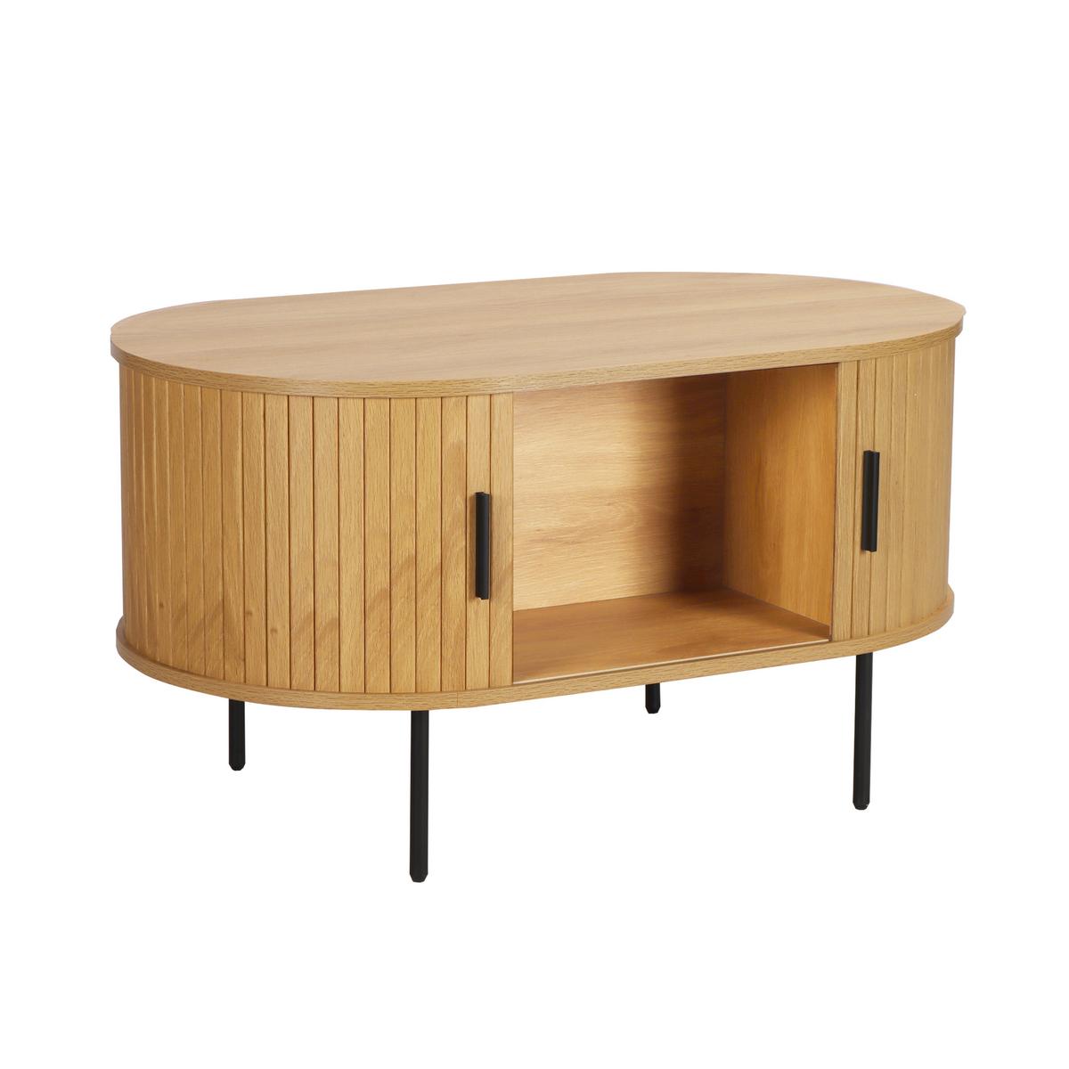 Couchtisch Eichefarben B: 60 cm - Eichefarben/Schwarz, Design, Holzwerkstoff/Metall (100/60/55cm) - Livetastic