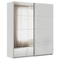 Tolóajtós Szekrény Feldkirch 181/210 Cm - magasfényű szürke/ezüstszínű, Modern, faalapú anyag/Üveg (181/210/62cm)