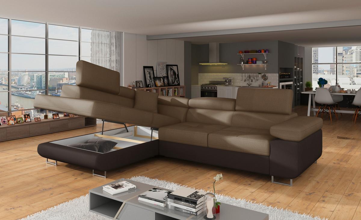 Ecksofa Anton Braun/dunkelbraun S:203x272cm - Chromfarben/Dunkelbraun, Design, Textil (203/272cm) - MID.YOU