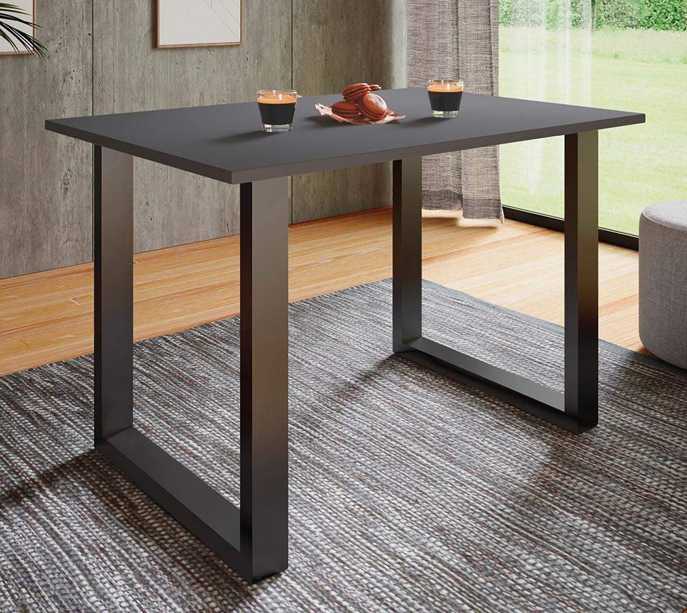 Esstisch Xona Anthrazit, Schwarz L: 140 cm - Anthrazit/Schwarz, Basics, Holzwerkstoff/Metall (140/80/76cm) - MID.YOU