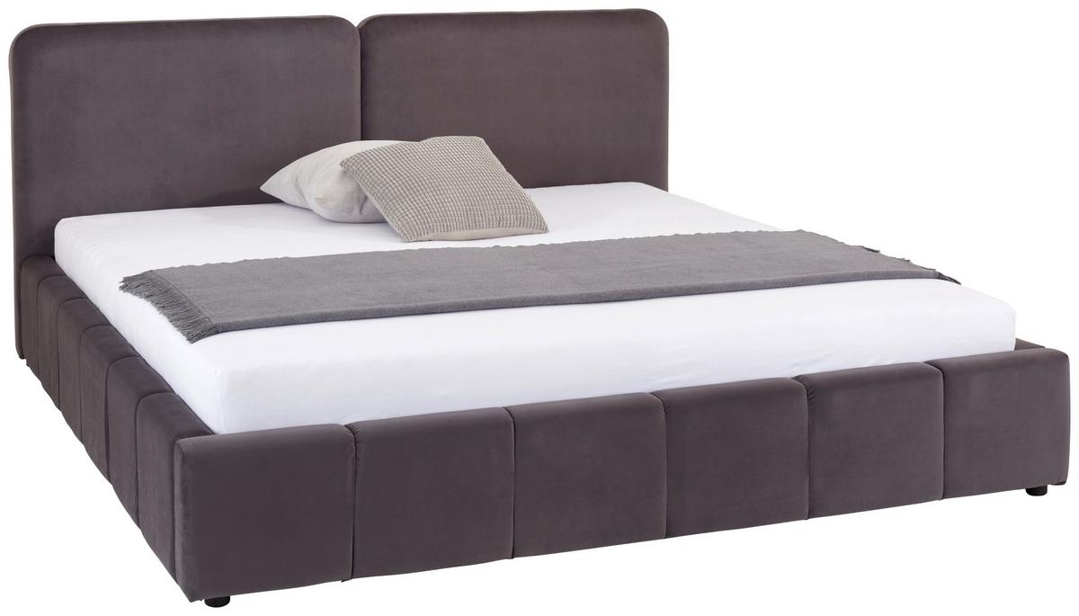 Čalouněná postel DORRY, 180x200, antracit - černá/tmavě šedá, Moderní, kov/dřevo (180/200cm) - Livetastic